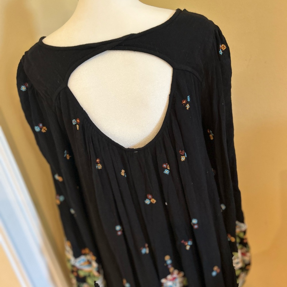 Free People Women’s Oxford Embroidered Black Lined Dress - Picture 7 of 11